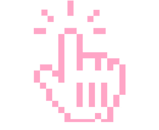 Pink pixel art clicking hand